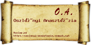 Oszlányi Anasztázia névjegykártya